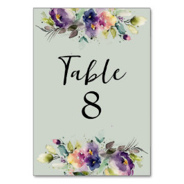 Tarjeta De Mesa Flora acuarela