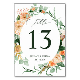 Tarjeta De Mesa Flora de vegetación blanca botánica personalizada