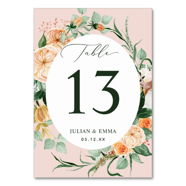 Tarjeta De Mesa Flora de vegetación rosa-botánica Boho personaliza (Anverso)