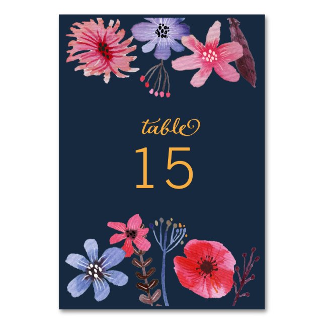 Tarjeta De Mesa Flora pintada (Anverso)