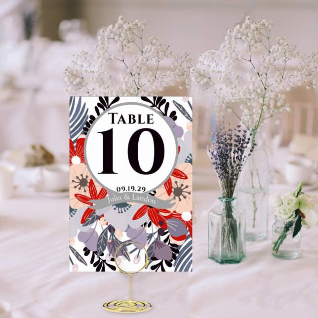 Tarjeta De Mesa Flora púrpura Dusty Fauna Lavanda Rosa Rojo Floral (Subido por el creador)