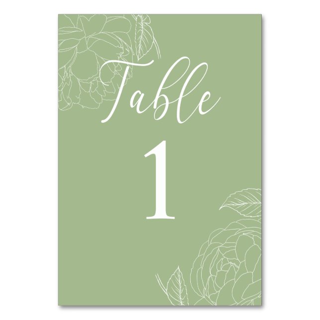 Tarjeta De Mesa Flora verde sabrosa clásica elegante (Anverso)