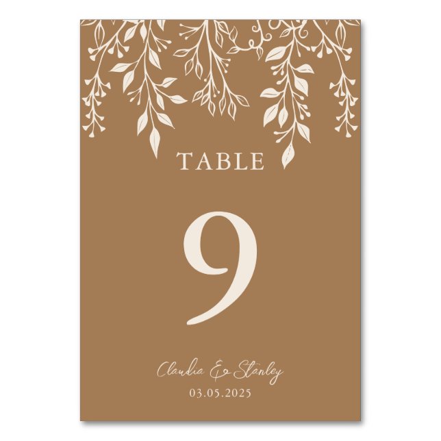 Tarjeta De Mesa Floración colgante Foliage cálido Romántico Boho E (Anverso)