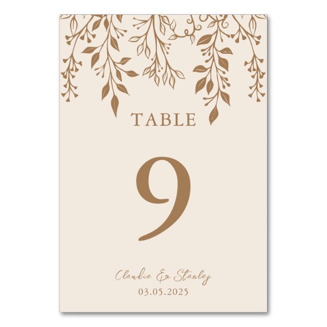 Tarjeta De Mesa Floración colgante Foliage cálido Romántico Boho E (Anverso)