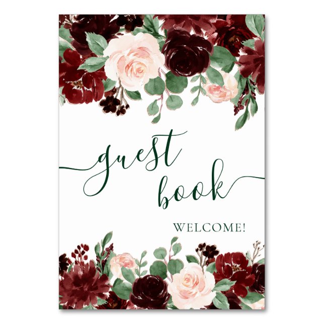 Tarjeta De Mesa Floraciones rusas | Libro de invitados de Terracot (Anverso)