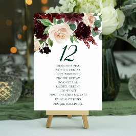 Tarjeta De Mesa Floraciones rusas | Nombres de invitados rojos de 