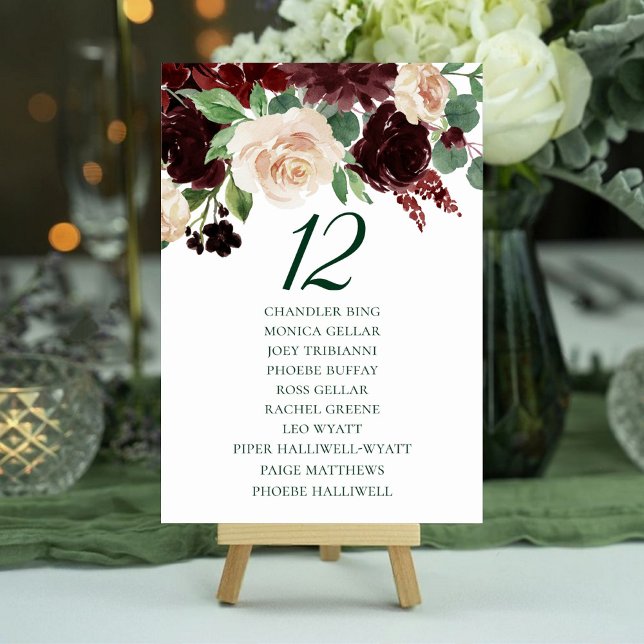 Tarjeta De Mesa Floraciones rusas | Nombres de invitados rojos de  (Subido por el creador)