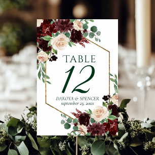 Tarjeta De Mesa Floraciones rusas Personalizado Rojo de Terracot