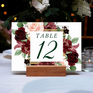 Tarjeta De Mesa Floraciones rusas Terracotta y Marsala Wreath Ro
