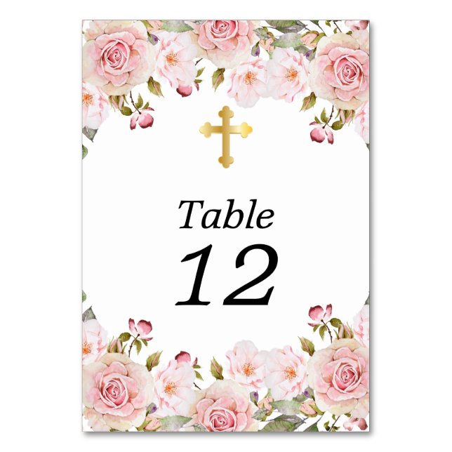 Tarjeta De Mesa Floral acuarela floral Rosa (Anverso)