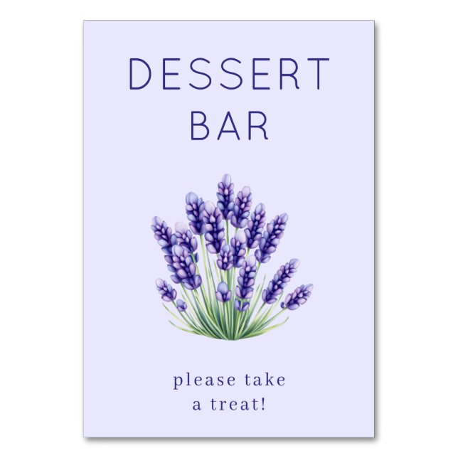 Tarjeta De Mesa Floral Acuarela Lavanda Tranquila (Anverso)