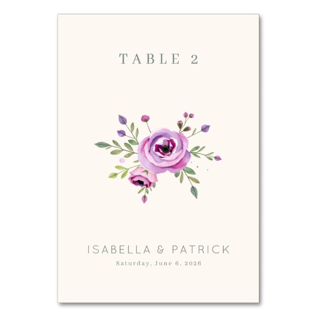 Tarjeta De Mesa Floral Acuarela Pastel Serena (Anverso)