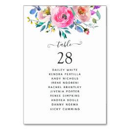 Tarjeta De Mesa Floral Acuarela Rosa Brillante