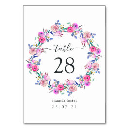 Tarjeta De Mesa Floral Acuarela Rosa Brillante