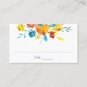 Tarjeta De Mesa Floral acuática de color brillante