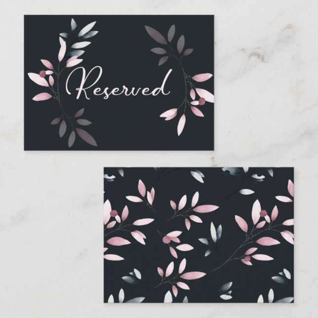 Tarjeta De Mesa Floral acuática elegante de la Marina Rosa (Anverso / Reverso)