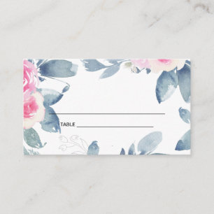 TARJETA DE MESA FLORAL AZUL BLANCO RUBOR 25 AÑO CUALQUIER AÑO ANIV