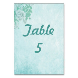 Tarjeta De Mesa Floral azul boda