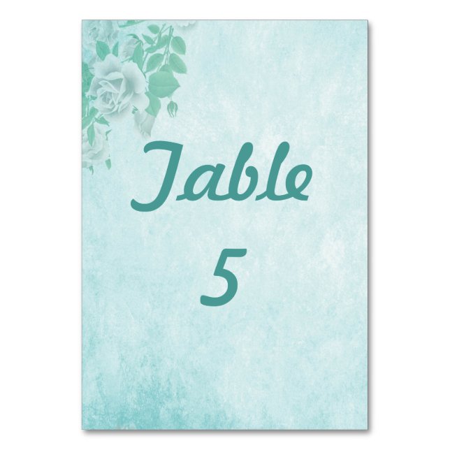 Tarjeta De Mesa Floral azul boda (Anverso)