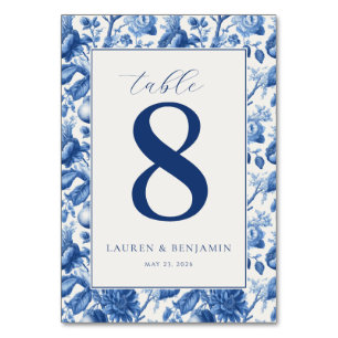 Tarjeta De Mesa Floral Azul Elegante