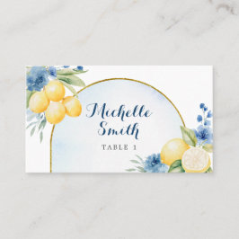 Tarjeta De Mesa Floral azul Lemon Main Squeeze Ducha de novia