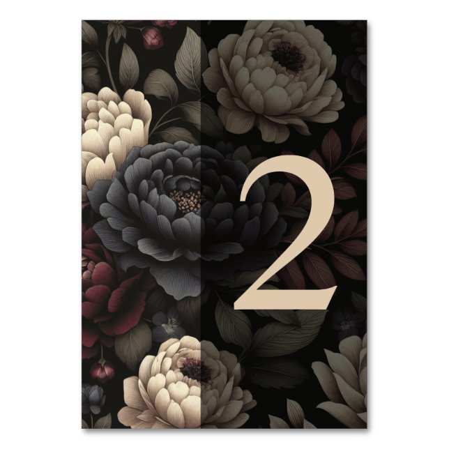 Tarjeta De Mesa Floral azul marino y borgoña 2 (Anverso)