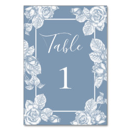 Tarjeta De Mesa Floral Azul Polvo