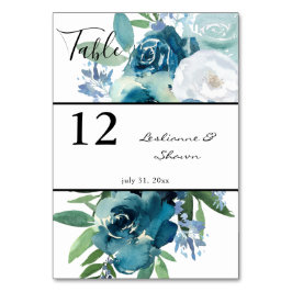 Tarjeta De Mesa Floral azul turbio 2