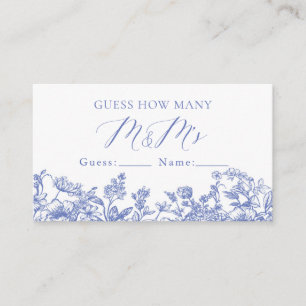 Tarjeta De Mesa Floral azul vintage adivina cuántos besos de juego