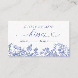 Tarjeta De Mesa Floral azul vintage adivina cuántos besos de juego