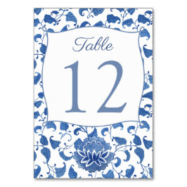 Tarjeta De Mesa Floral Azul Y Blanca China Impresión Ducha De Boda
