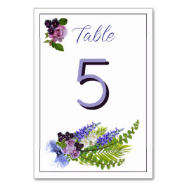 Tarjeta De Mesa Floral azul y violeta