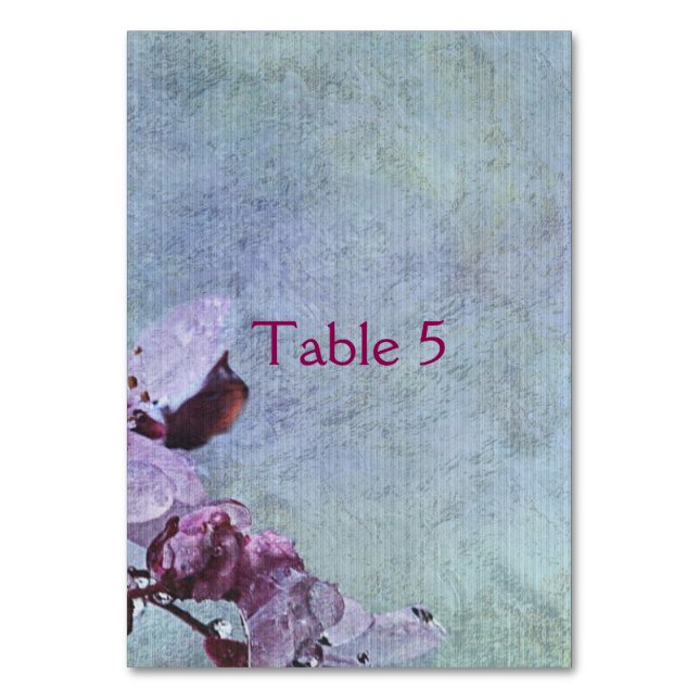 Tarjeta De Mesa Floral azul y violeta azul deluxe (Anverso)