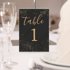 Tarjeta De Mesa Floral Black Gold 50° aniversario Boda