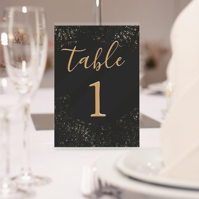 Tarjeta De Mesa Floral Black Gold 50° aniversario Boda (Subido por el creador)