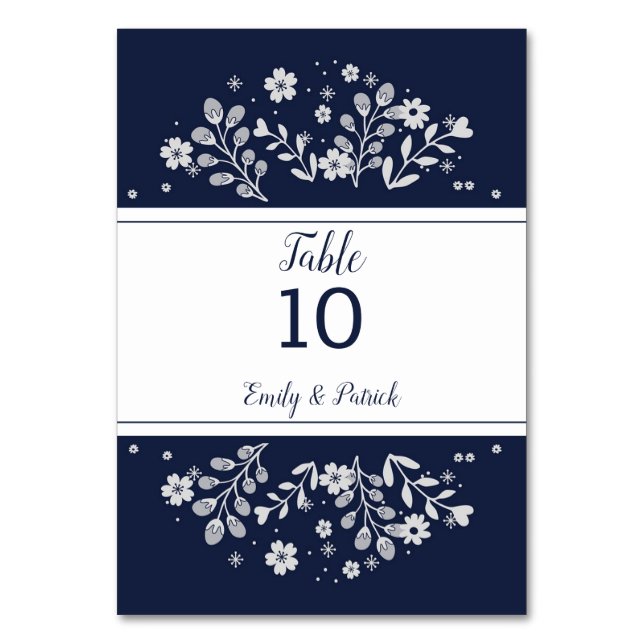 Tarjeta De Mesa Floral blanca (Anverso)