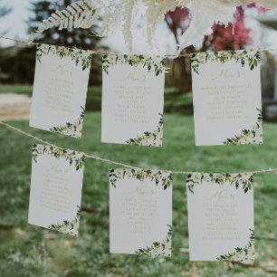 Tarjeta De Mesa Floral blanca elegante   BODA