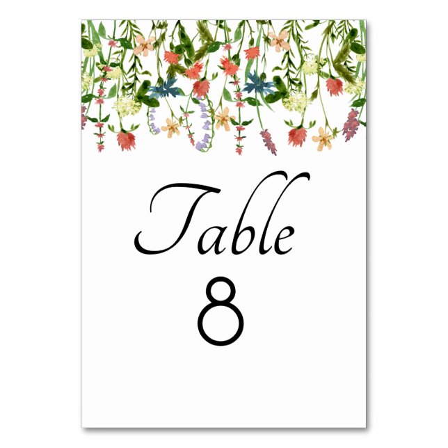 Tarjeta De Mesa Floral botánica | Número de tabla Boda (Anverso)