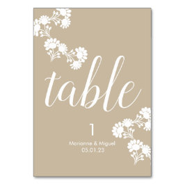 Tarjeta De Mesa Floral Botánico Beige Asientos para Bodas