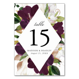 Tarjeta De Mesa Floral Ciruela Oscura | Boda Personalizada