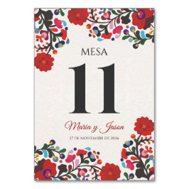 Tarjeta De Mesa Floral Colorful Botanical Flowers Spanish Wedding