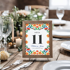 Tarjeta De Mesa Floral Colorful Botanical Flowers Spanish Wedding