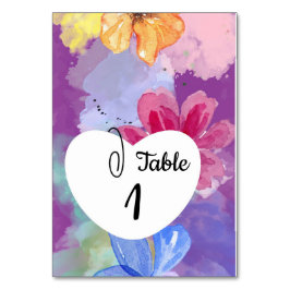 Tarjeta de mesa floral colorida moderna de boda