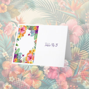 Tarjeta de mesa floral colorida tropical hawaiana