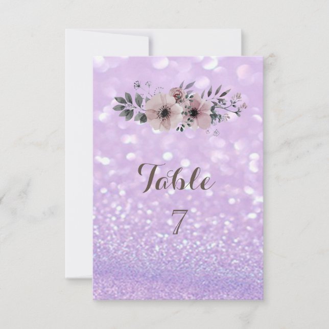 Tarjeta de mesa floral con brillo elegante (Anverso)