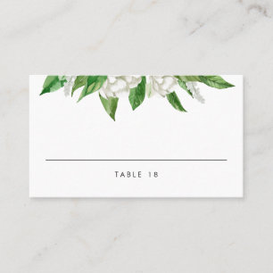 Tarjeta De Mesa Floral de color de agua blanca florece Boda de veg