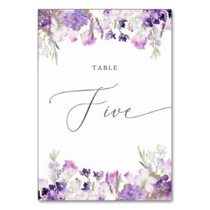 Tarjeta De Mesa Floral de lavanda 5 Número de tabla