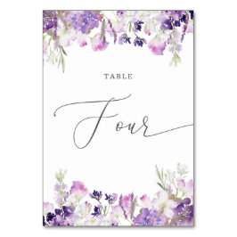 Tarjeta De Mesa Floral de lavanda Cuatro Número de Tabla