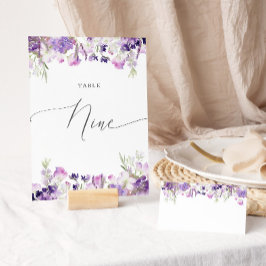 Tarjeta De Mesa Floral de lavanda Nueve Número de Tabla