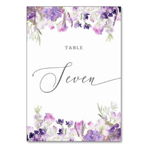 Tarjeta De Mesa Floral de lavanda Siete Número de Tabla